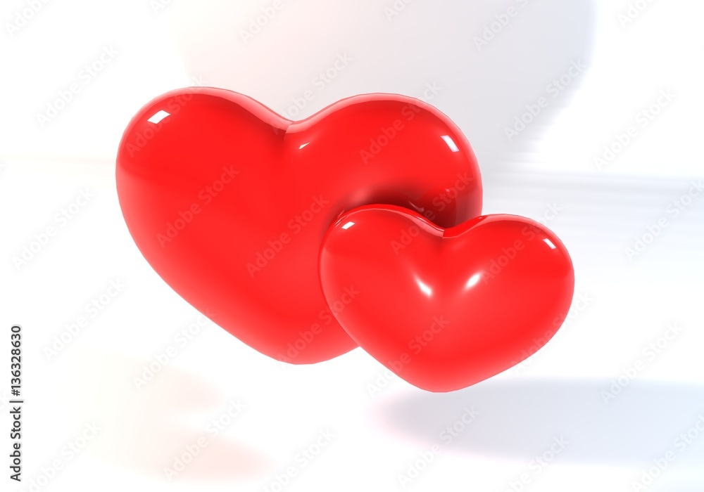 3d Twin Red Heart