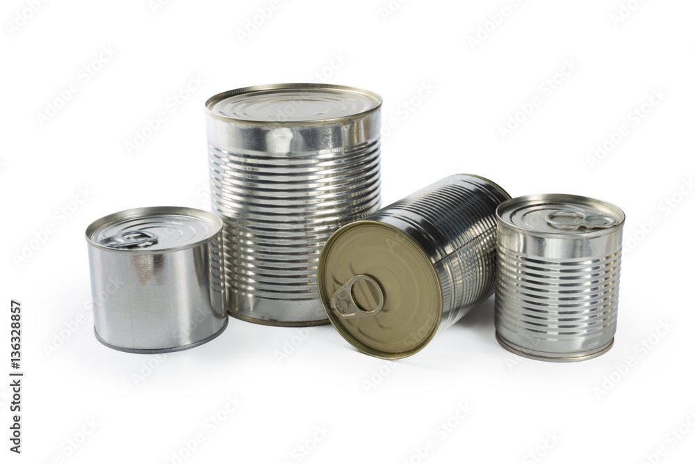 metal cans on a white background. metal cans on a white background.