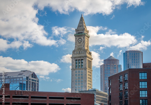 Boston Skyline and Custom House Clock Tower - Boston  Massachusetts  USA