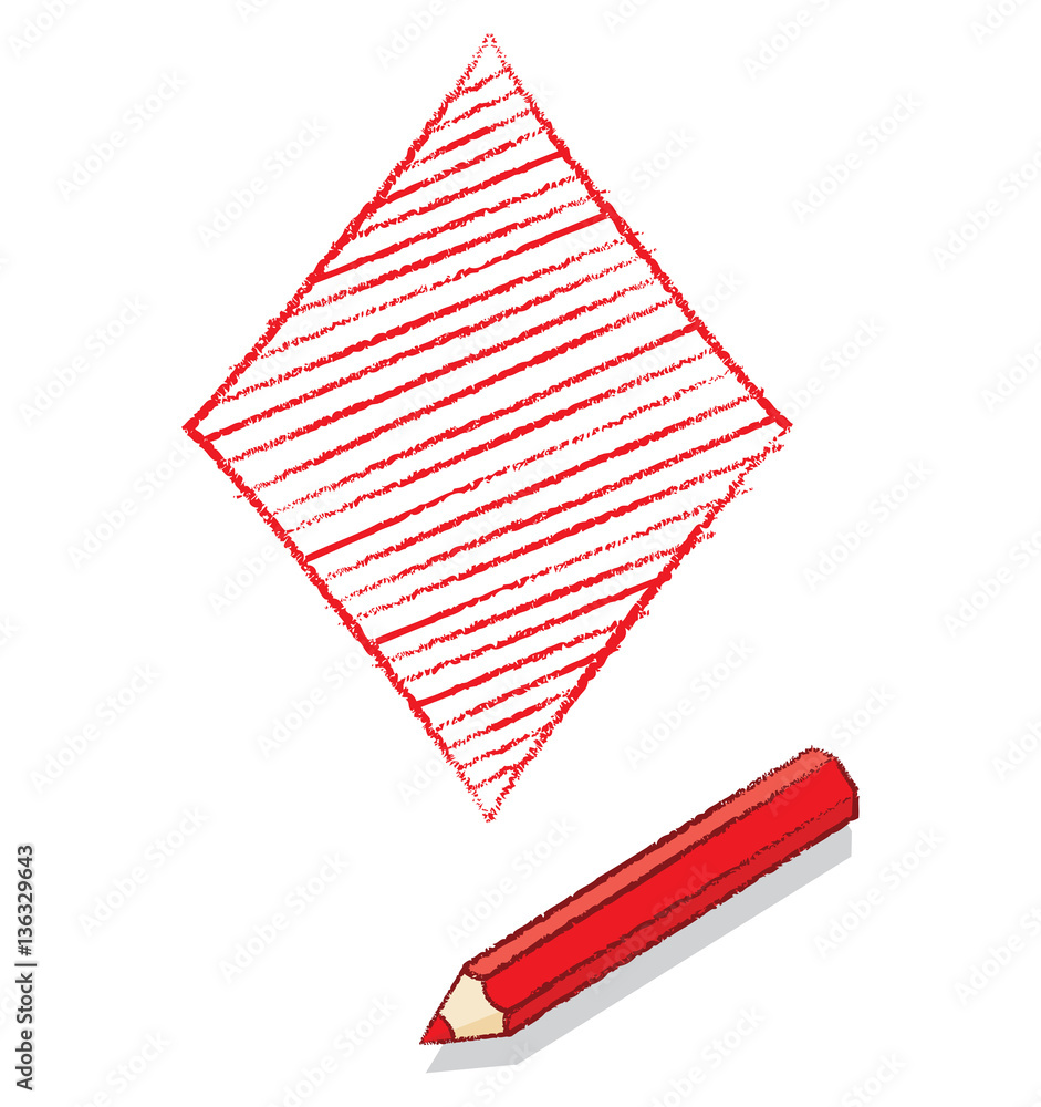Ace of Diamonds Playing Card Icon Drawn by Red Pencil Ace of Diamonds Playing Card Icon Drawn by Red Pencil
