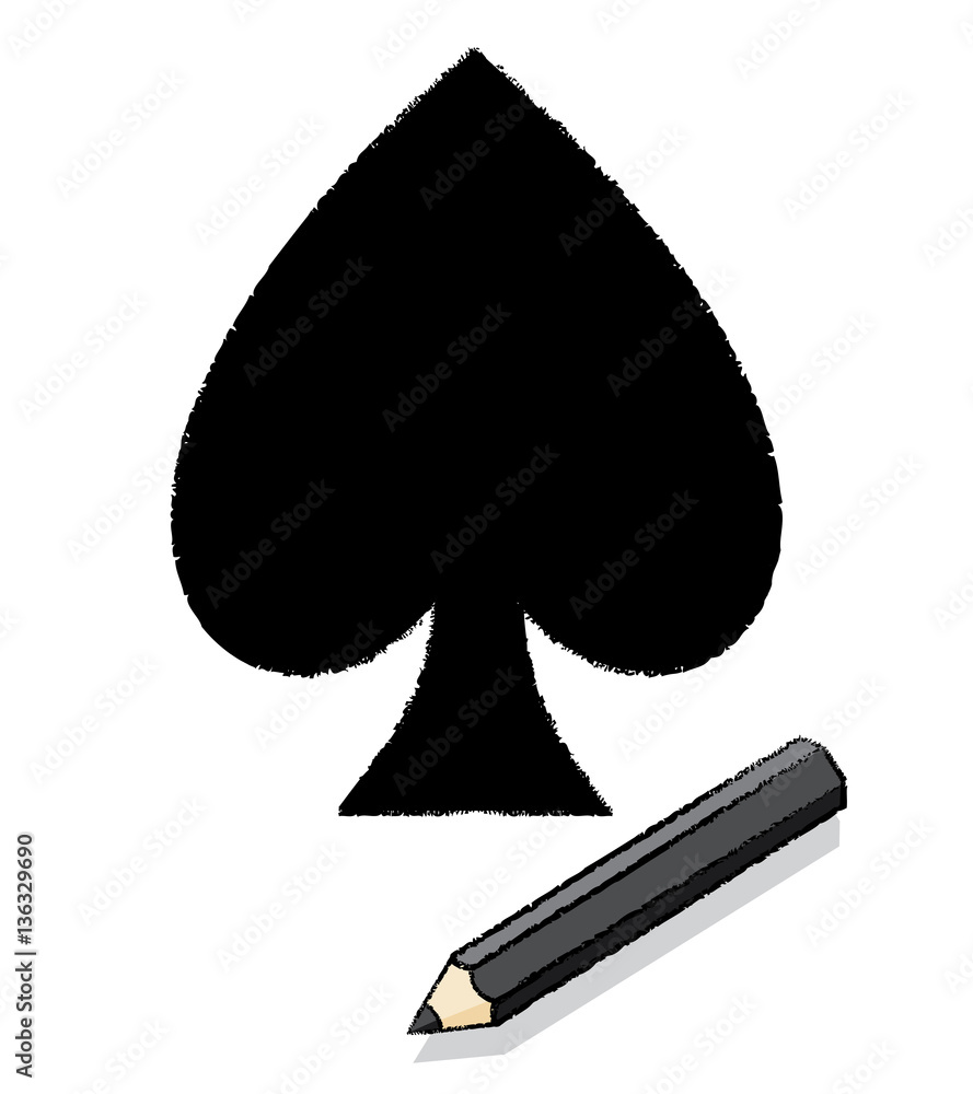 Ace of Spades Playing Card Icon Drawn by Black pencil