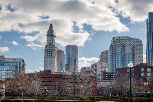 Boston Skyline and Custom House Clock Tower - Boston  Massachusetts  USA