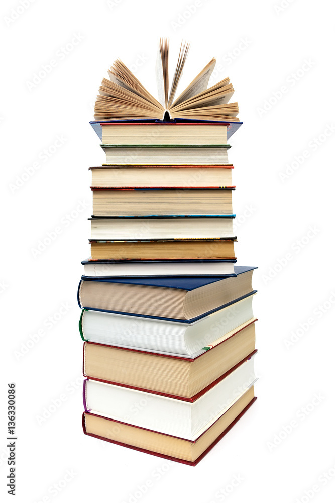 large stack of books isolated on white background large stack of books isolated on white background