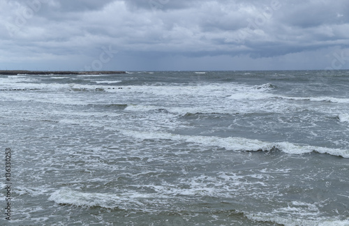 Storm on Baltic Sea. Dramatic sky and rough sea 