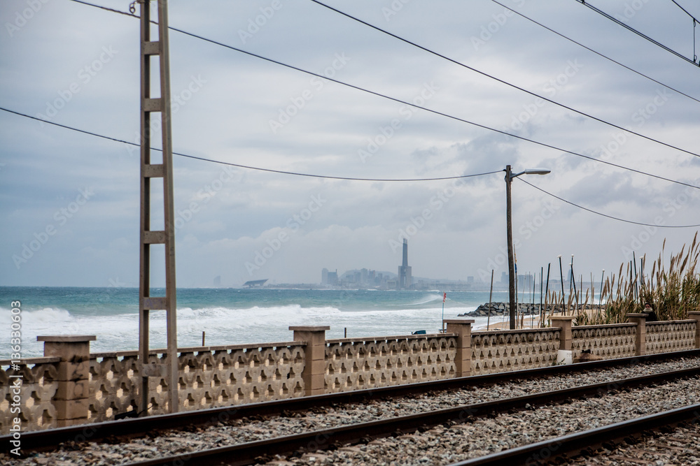 View on Barcelona from Montgat, Catalonia, Spain