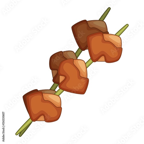 Yakitori, barbecued chicken icon, cartoon style
