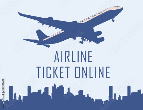Design template with jet plane. Vector image.