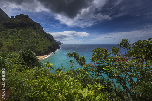 Views on the Kalalau trail along the Na Pali coast photo