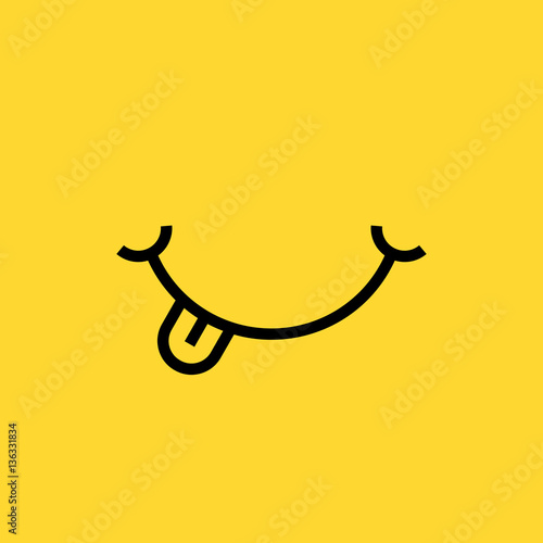 smile with tongue on yellow background