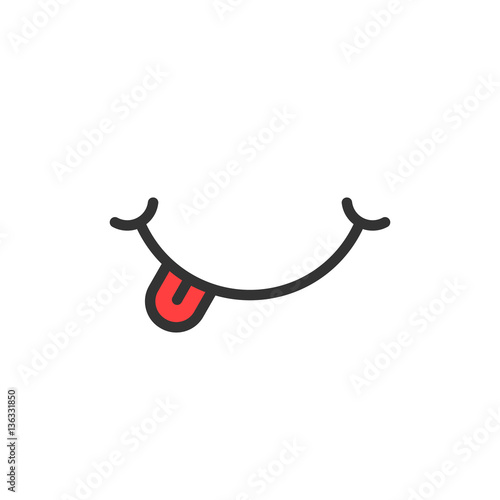 smiley icon with red tongue