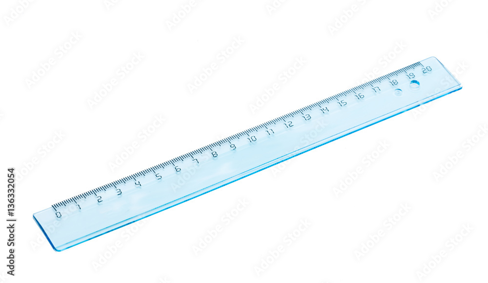 Plastic transparent Ruler with white background Plastic transparent Ruler with white background