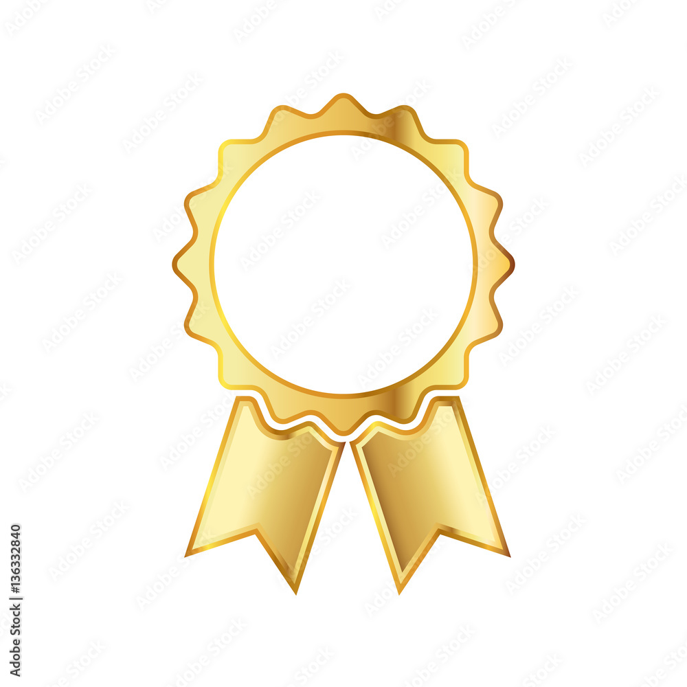 Golden medal icon with ribbon. Vector illustration. Golden medal icon with ribbon. Vector illustration.