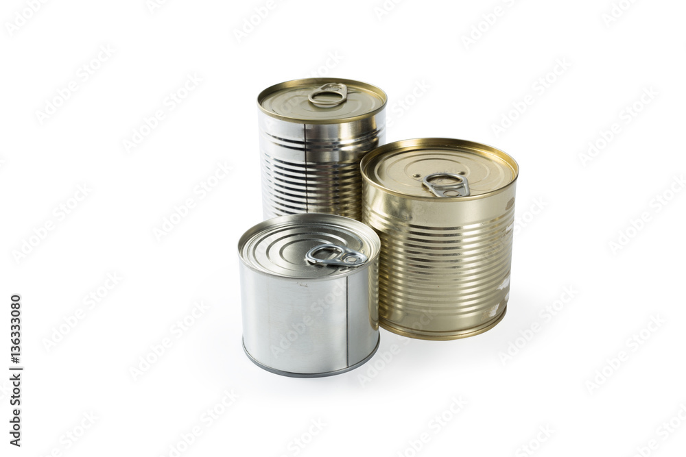 metal cans on a white background. metal cans on a white background.