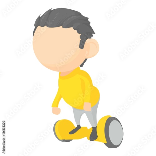 Boy on segway icon, cartoon style