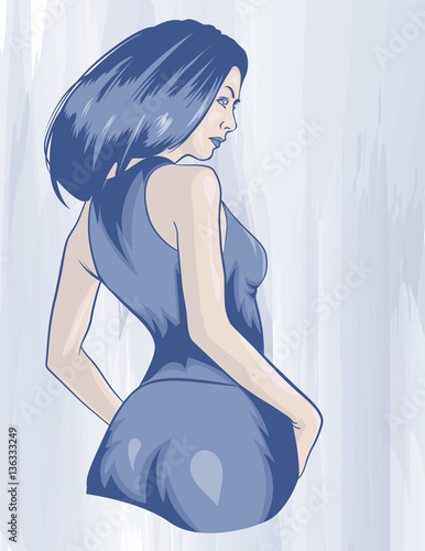 Woman beauty light blue color vector image