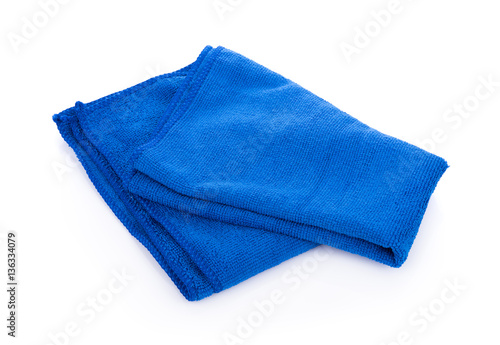 Blue Microfiber Cloth Isolated on White Background