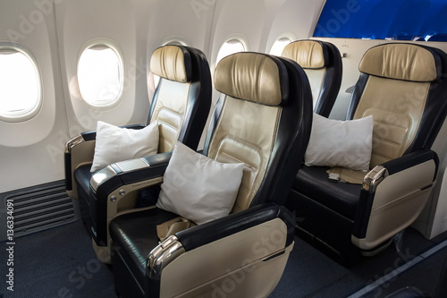 Airplane business class cabin
