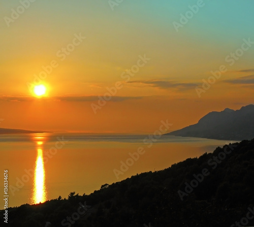 Sunset view, seascoast Croatia photo