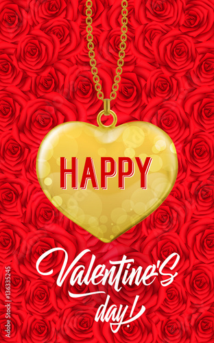 Happy Valentine Day lettering with locket