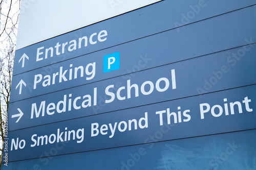Directions at the entrance of a hosital