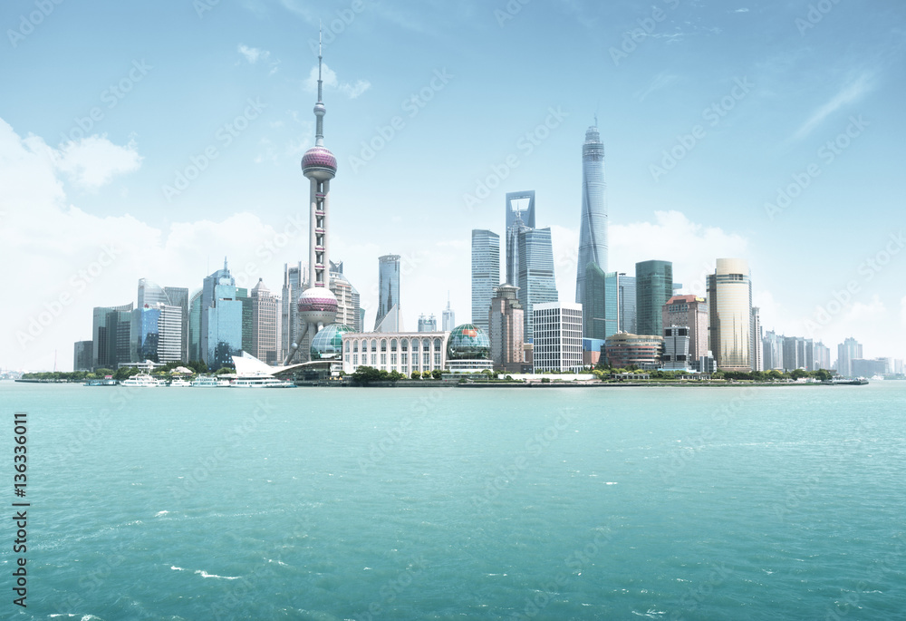 Shanghai skyline in sunny day, China