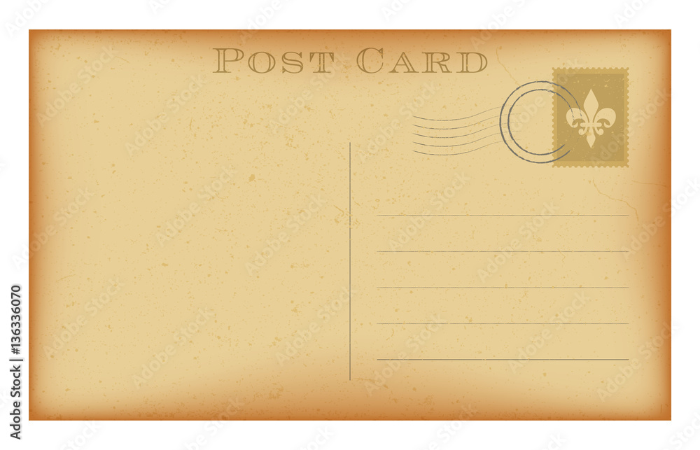 Old postcard with stamp. Vector illustration. Old postcard with stamp. Vector illustration.
