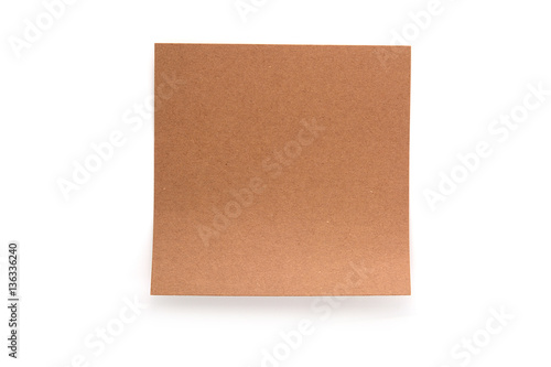 Brown paper stick note on white