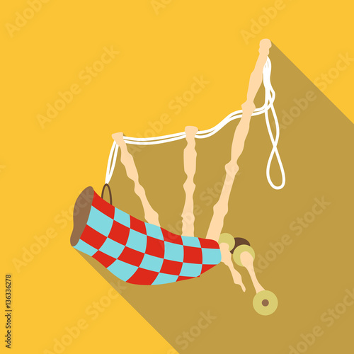 Scottish bagpipe icon, flat style