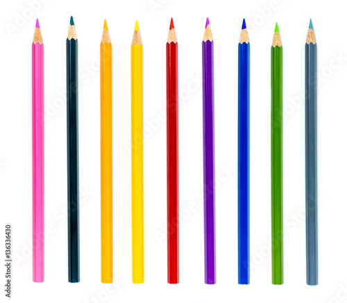 color pencil learning isolate on white background