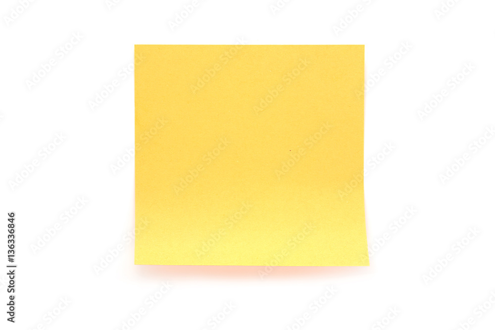 Yellow paper stick note on white Yellow paper stick note on white