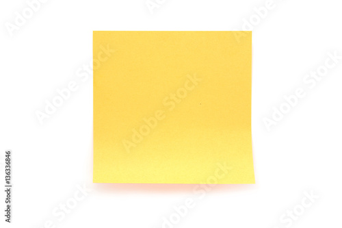 Yellow paper stick note on white