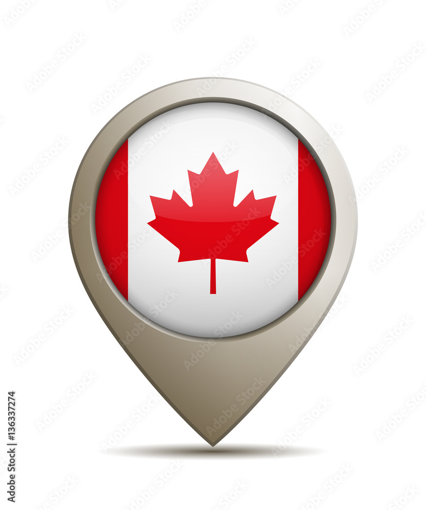 Vector Illustration Of A Straight Location Pin With Canada Flag Vector Illustration Of A Straight Location Pin With Canada Flag