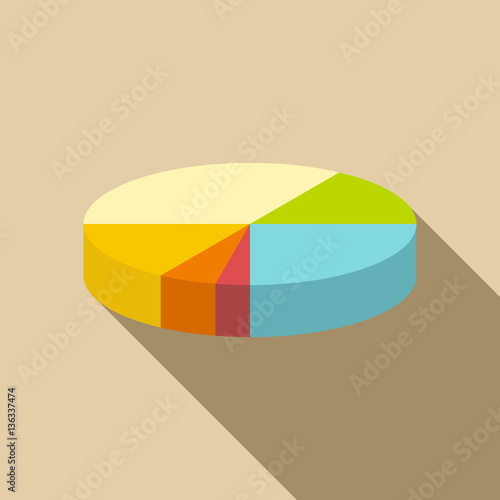 Diagram pie chart icon, flat style