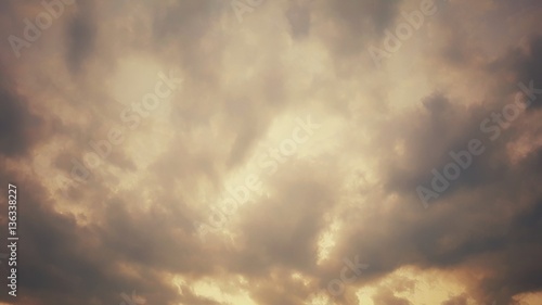 Yellow orange sky and cloudy at sunset time (twilight sky)