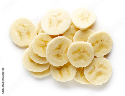 Heap of sliced banana from above