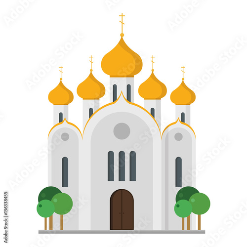 Cute cartoon vector illustration of an Orthodox Church