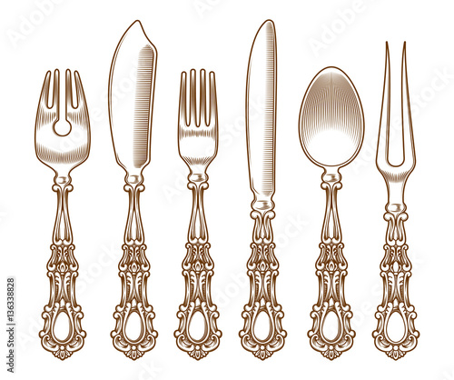 Set of vintage silver cutlery
