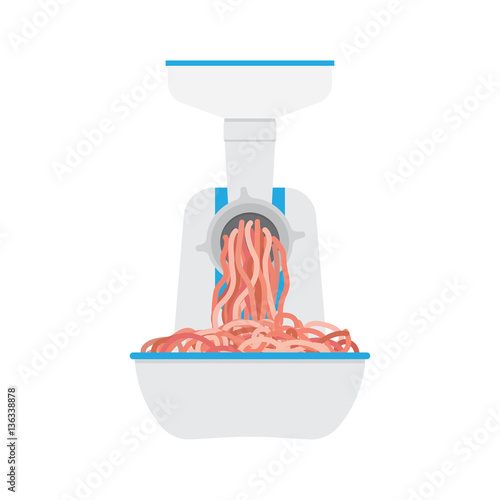 meat grinder on white background in flat style
