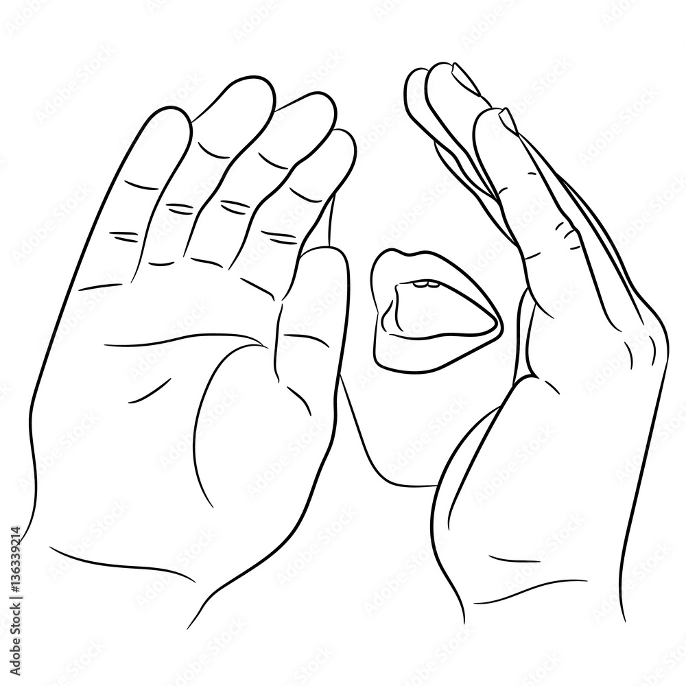 Obraz premium mouth open and hand cupped beside of vector illustration