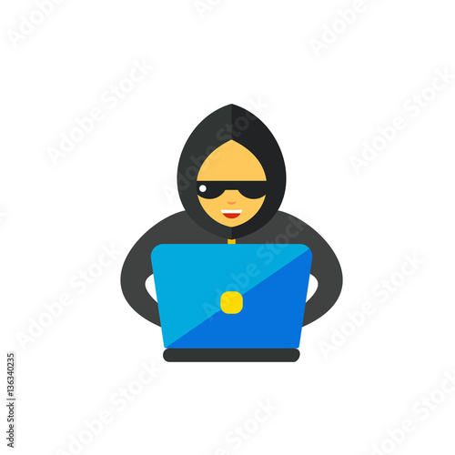 Hacker at computer vector icon