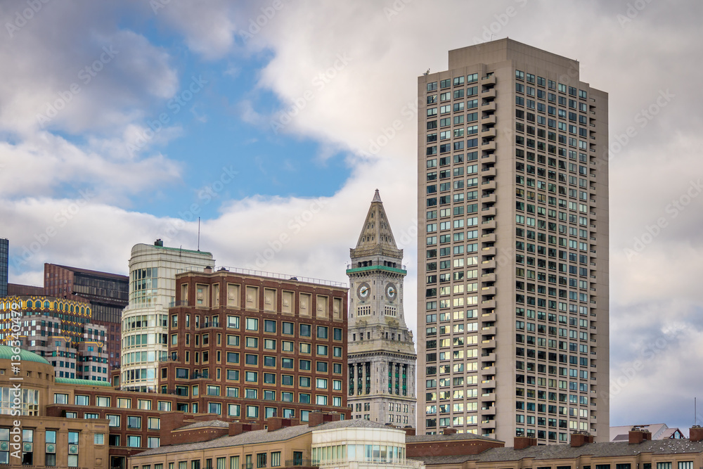 Boston Skyline and Custom House Clock Tower - Boston, Massachusetts, USA  Stock Photo | Adobe Stock
