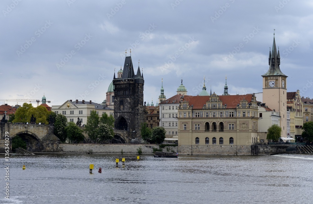 Fototapeta premium Architecture from Prague with cloudy sky