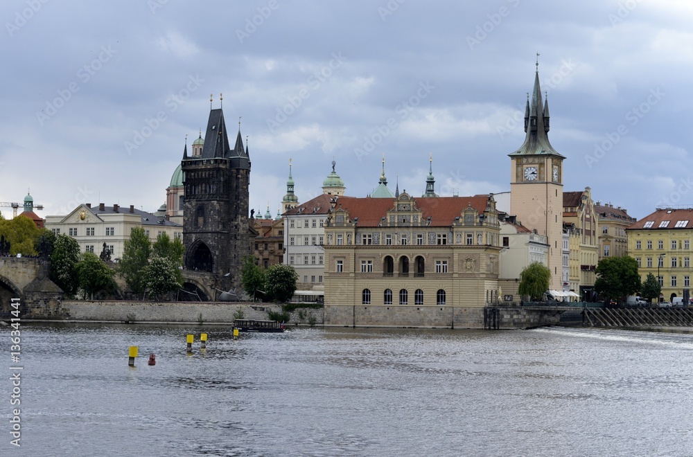 Fototapeta premium Architecture from Prague with cloudy sky