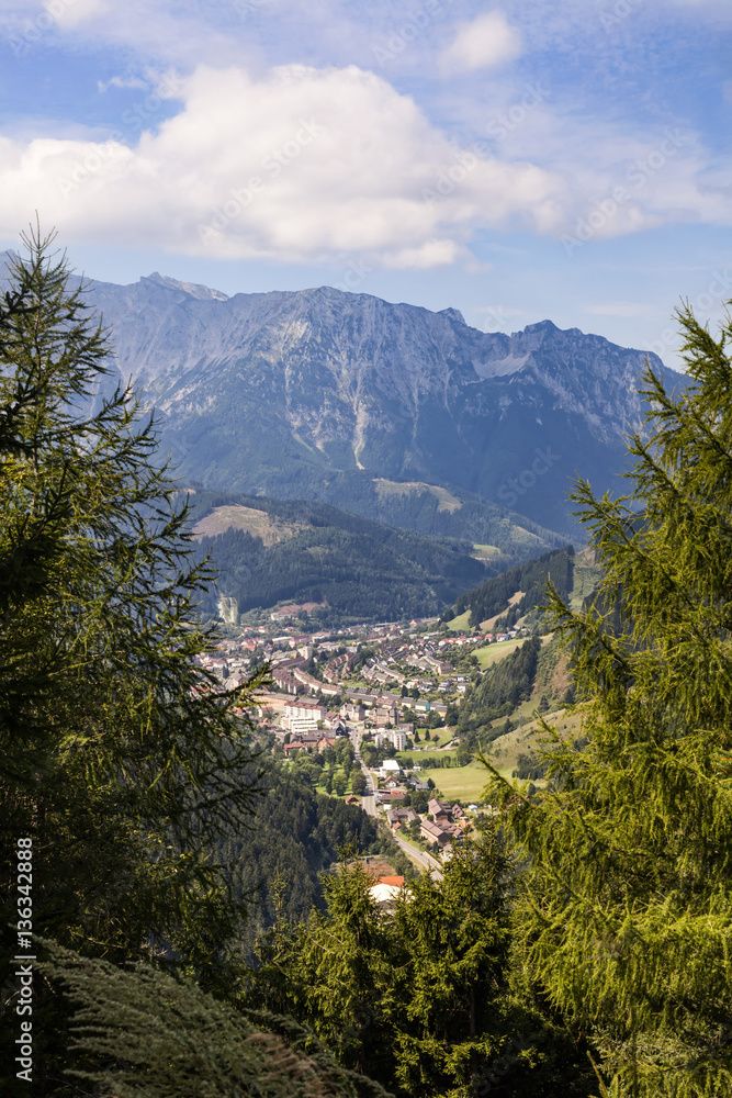 Fototapeta premium View to village Eisenerz in Styria, Austria