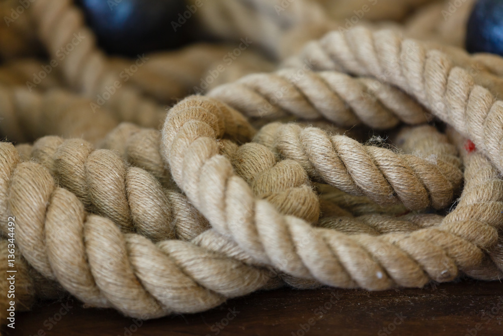 Close Up of Boat Rope Tied on Figure Eight Cleat Hitch Close Up of Boat Rope Tied on Figure Eight Cleat Hitch