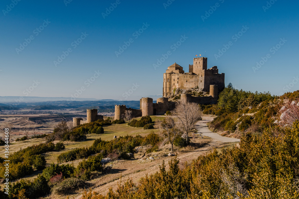 Ancient medieval Loarre knight's Castle in Spain