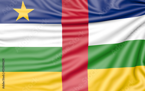 Flag of the Central African Republic, 3d illustration with fabric texture