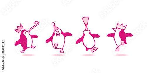 Partying Penguins in Pink