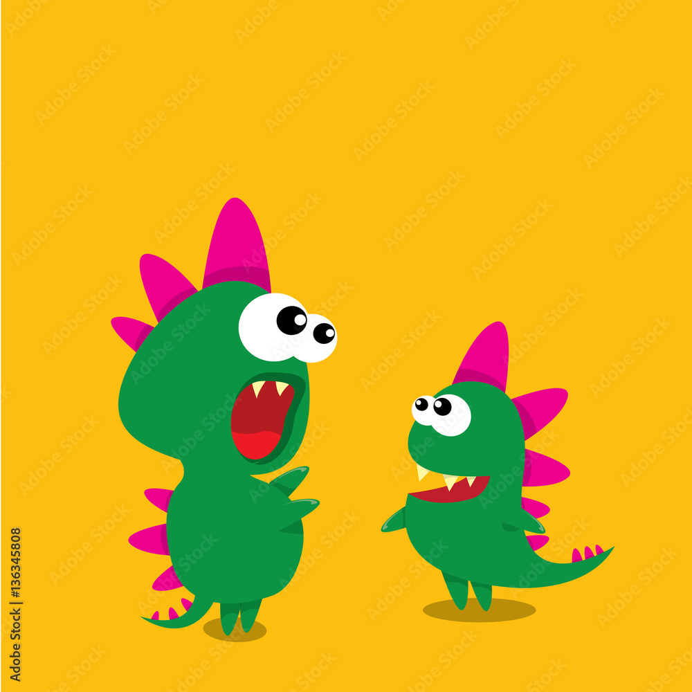 Fototapeta premium Vector cartoon funny dragon. Cartoon Dinosaur.