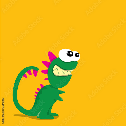 Vector cartoon funny dragon. Cartoon Dinosaur. © zmiter